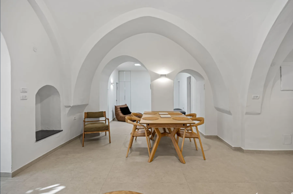 dining room old city jerusalem apartment arched ceilings family table