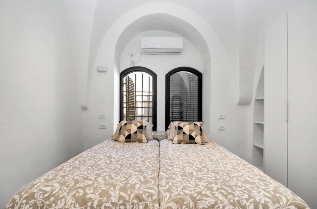 bedroom old city jerusalem apartment double bed arched ceiling