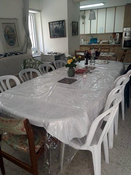 Large dining table in Old City apartment near the Kotel