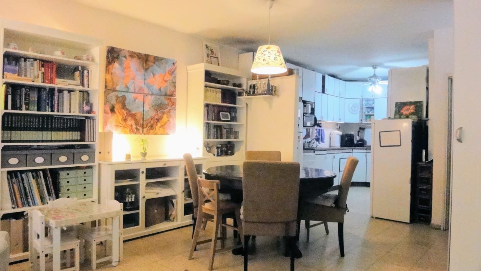 Dining area and kitchen in 4 bedroom Old City apartment