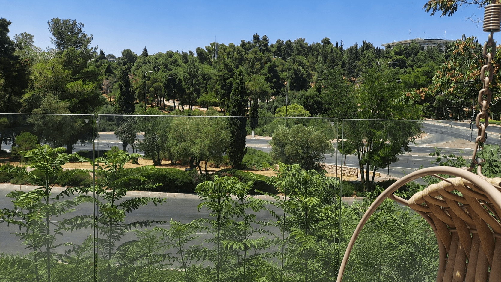 Panoramic Gan Sacher view from the five-bedroom Rechavia villa