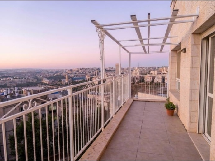 Sukkah balcony with panoramic Jerusalem view at 5 Zikhron Yaakov